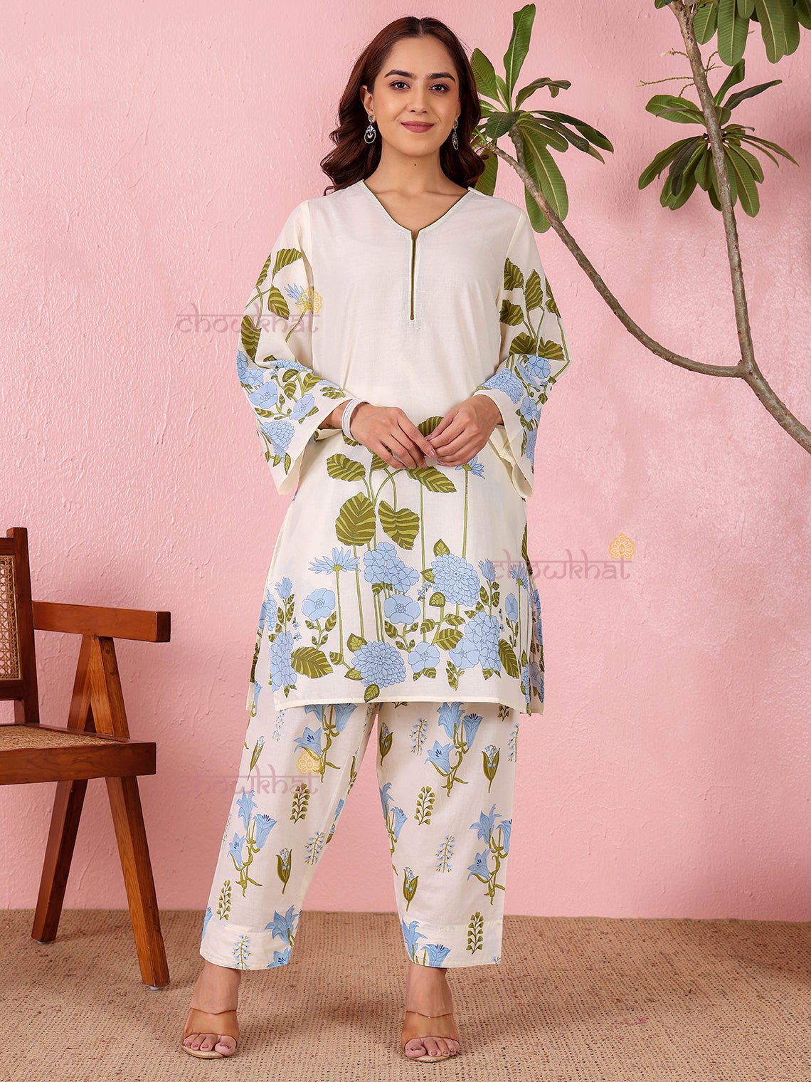 Avika Hand Printed Pure Cotton 3 Piece Stitched Suit Set with Dupatta - Chowkhat Lifestyle