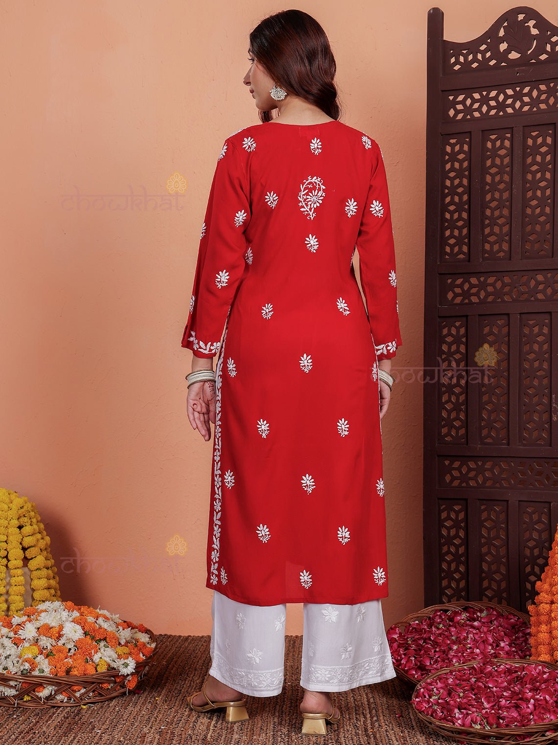 Tania Premium Modal Chikankari Kurti - Chowkhat Lifestyle