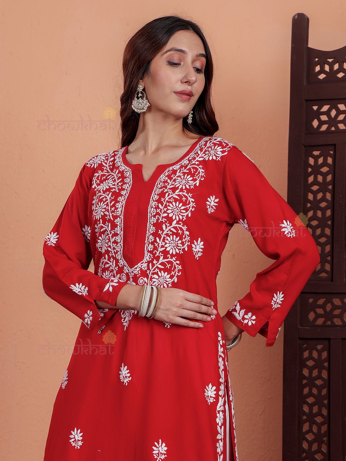 Tania Premium Modal Chikankari Kurti - Chowkhat Lifestyle