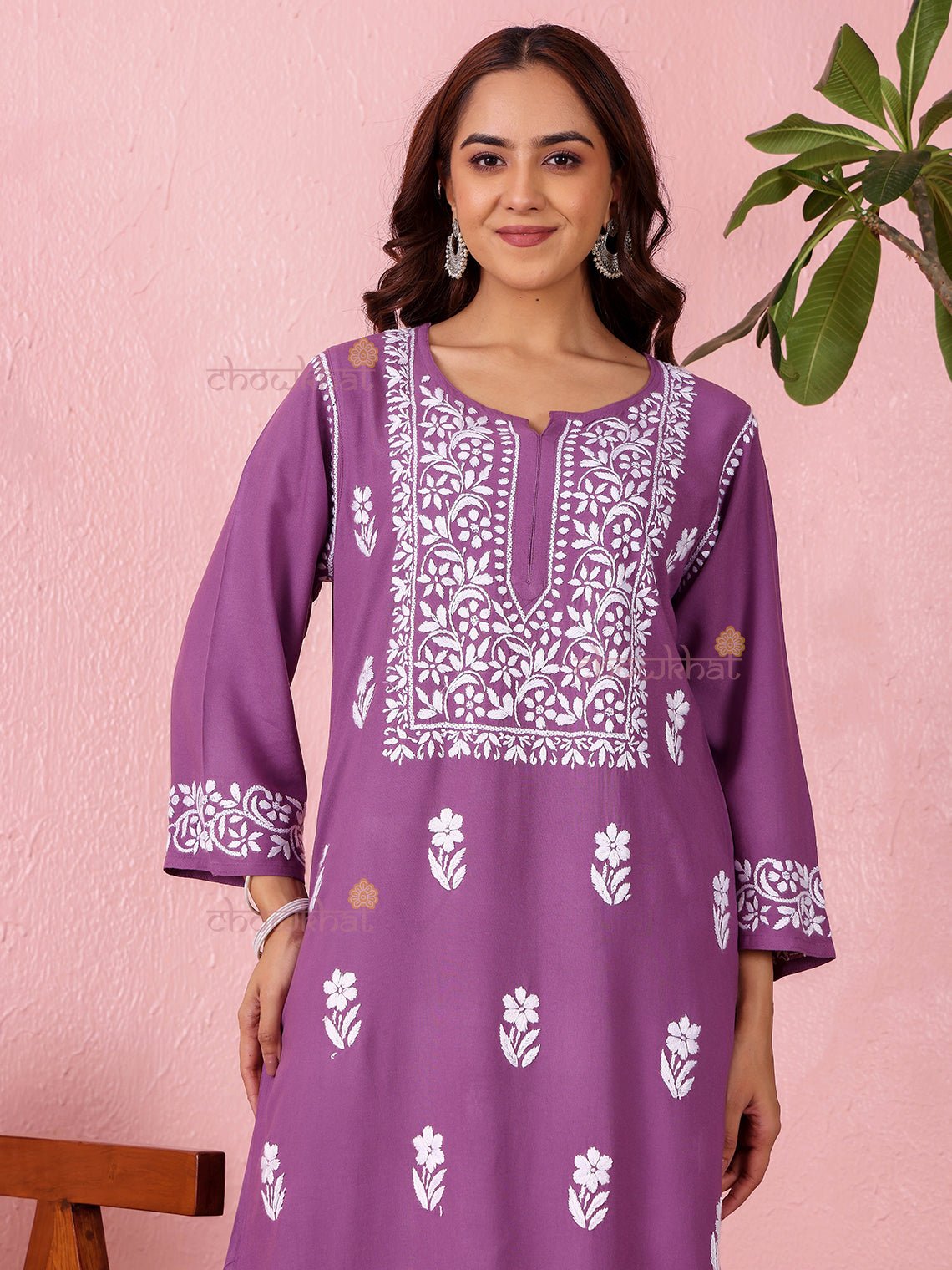 Lara Premium Rayon Straight Chikankari Kurti & Palazzo Set - Chowkhat Lifestyle