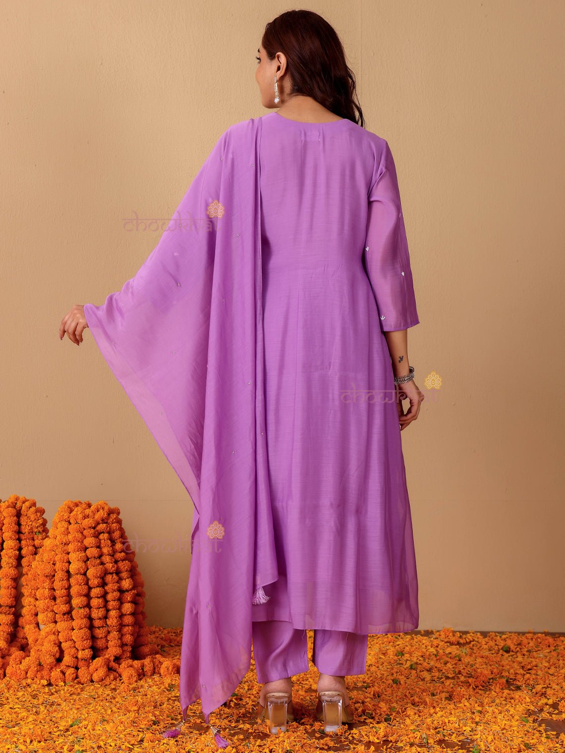 Seerat Mul Chanderi 3 Piece Nyra Style Stitched Suit Set with Adda Work - Chowkhat Lifestyle