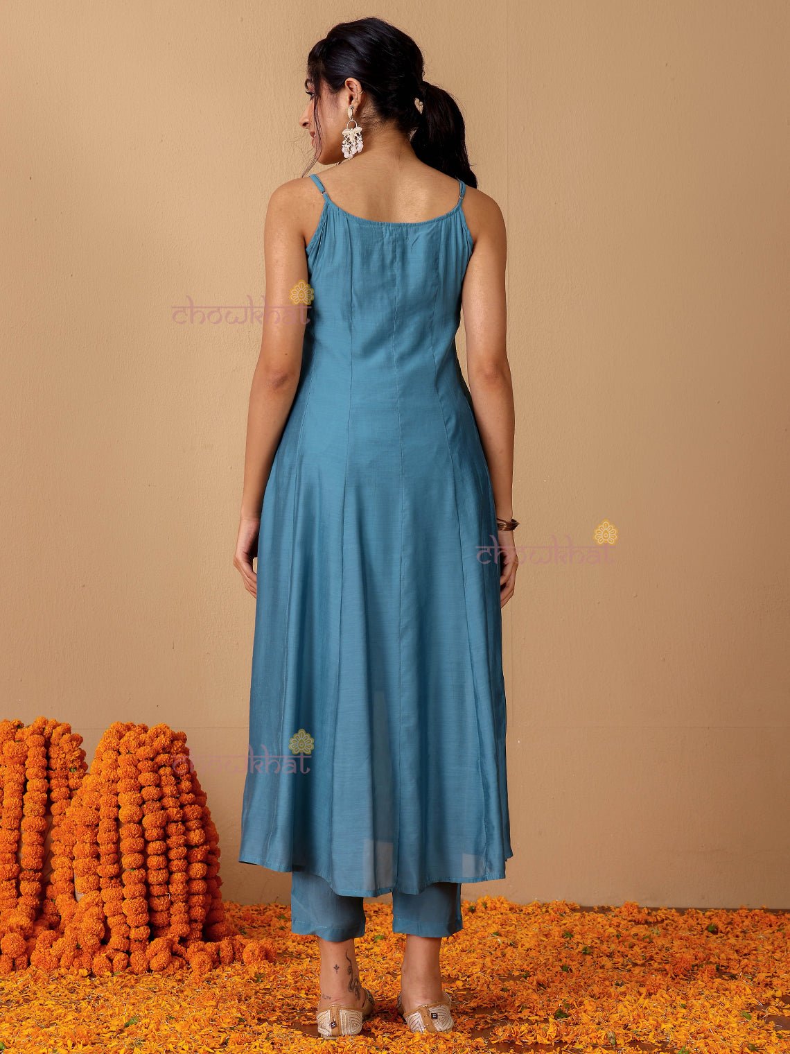 Padma Mul Chanderi 3 Piece Strappy Stitched Suit Set with Adda Work - Chowkhat Lifestyle