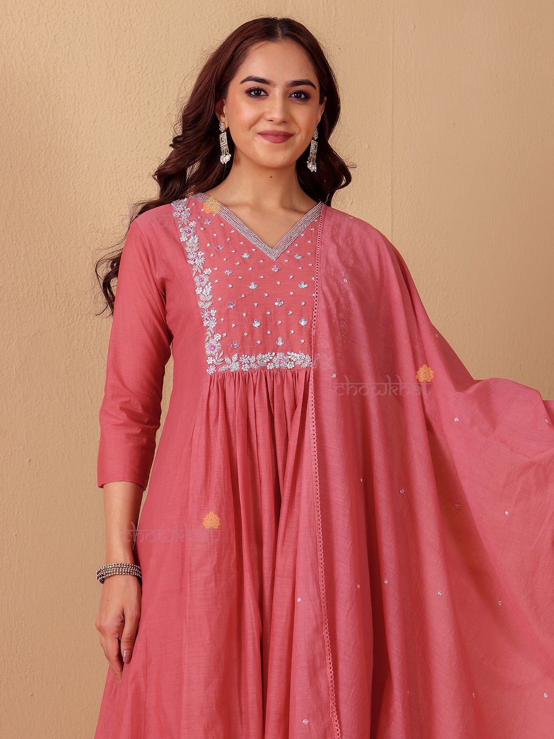 Rhea Mul Chanderi 3 Piece Nyra Style Stitched Suit Set with Adda Work - Chowkhat Lifestyle