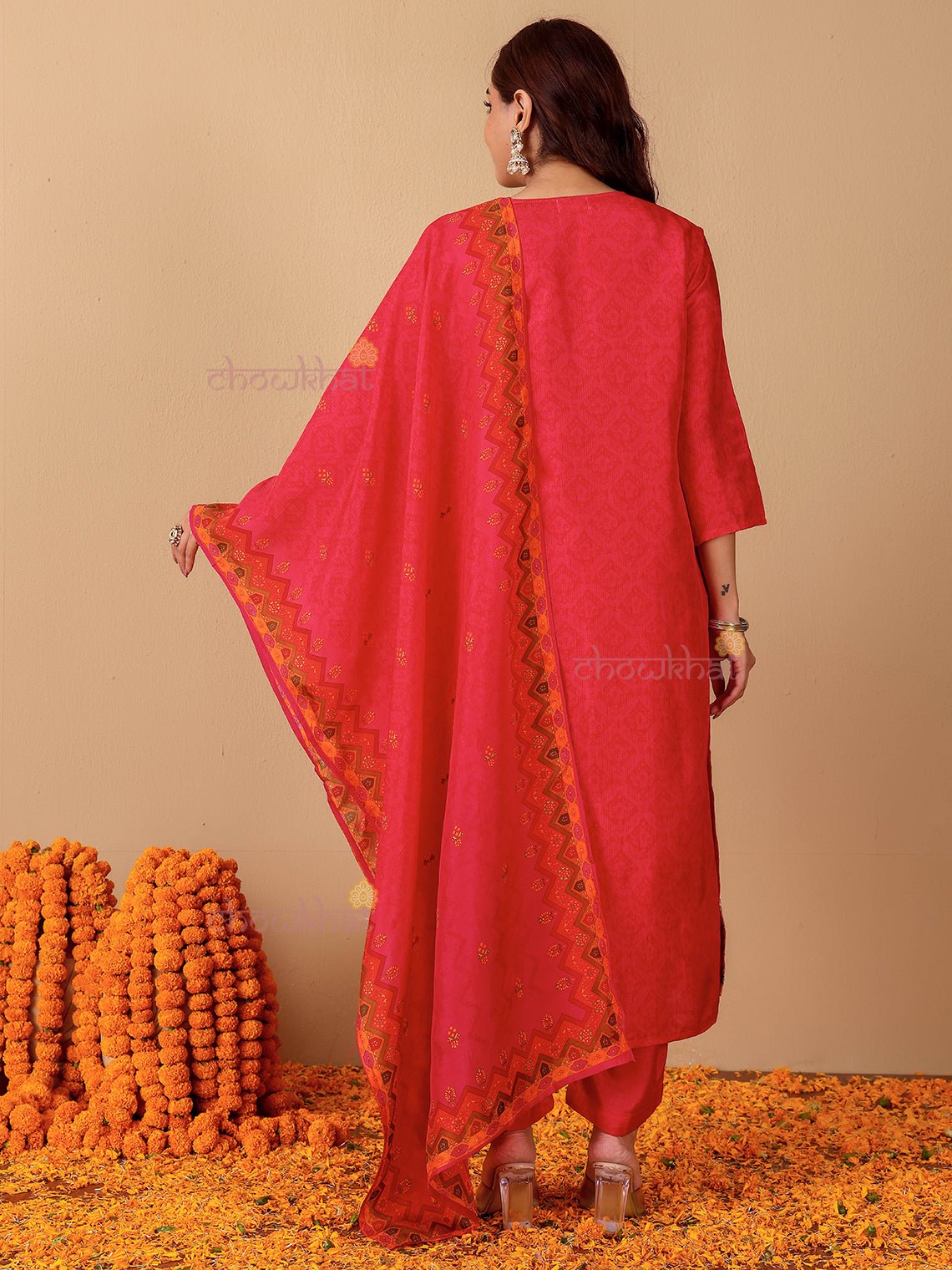 Naira Zari Silk 3 Piece Stitched Suit Set with Handwork - Chowkhat Lifestyle