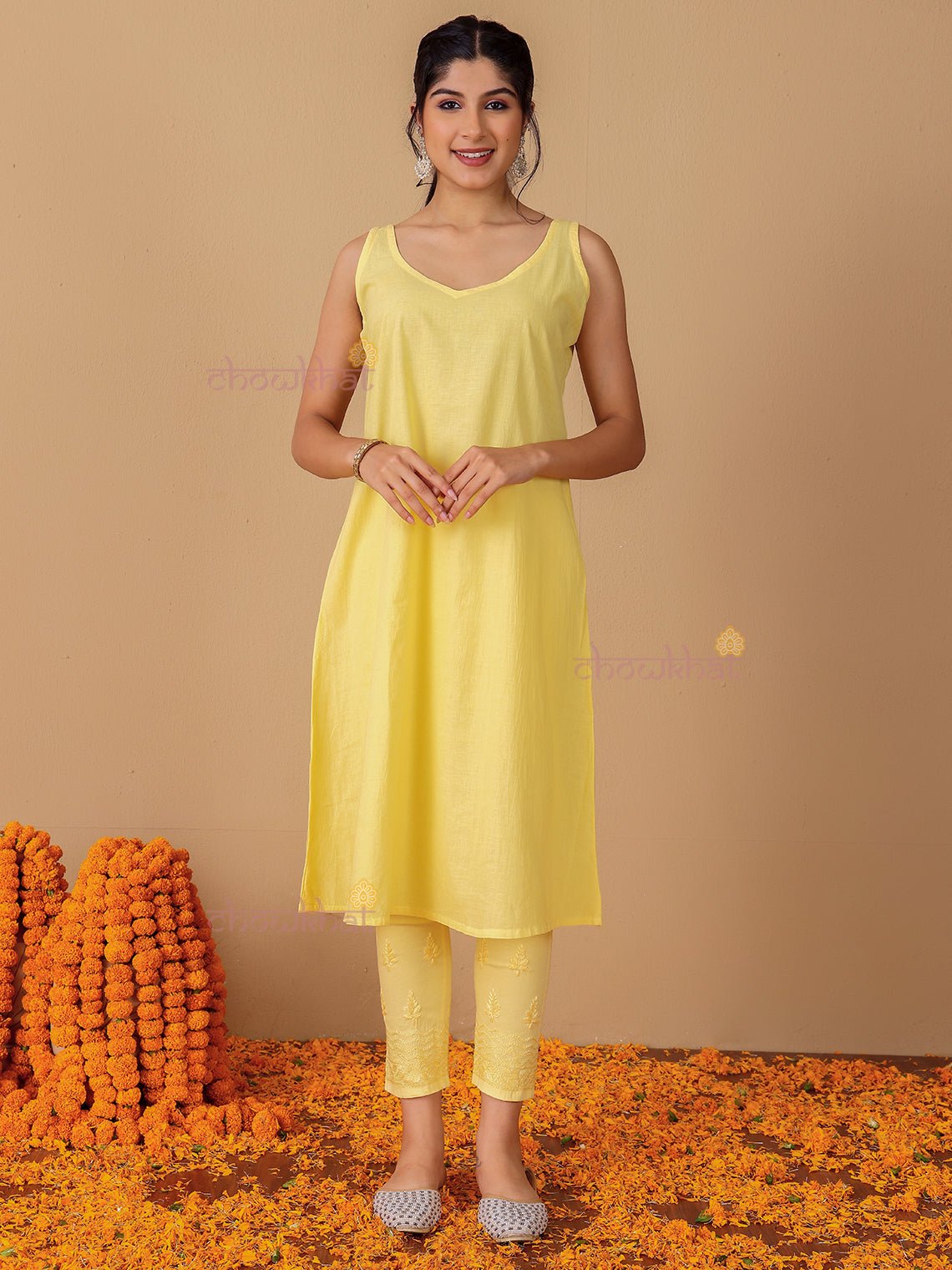 Zaina Aline Chikankari Suit Set with Mukaish Work - Chowkhat Lifestyle