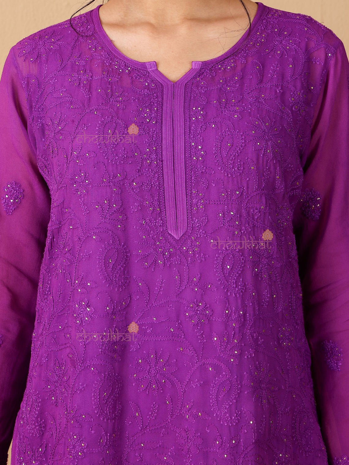 Falak Chikankari Suit Set with Mukaish Work - Chowkhat Lifestyle
