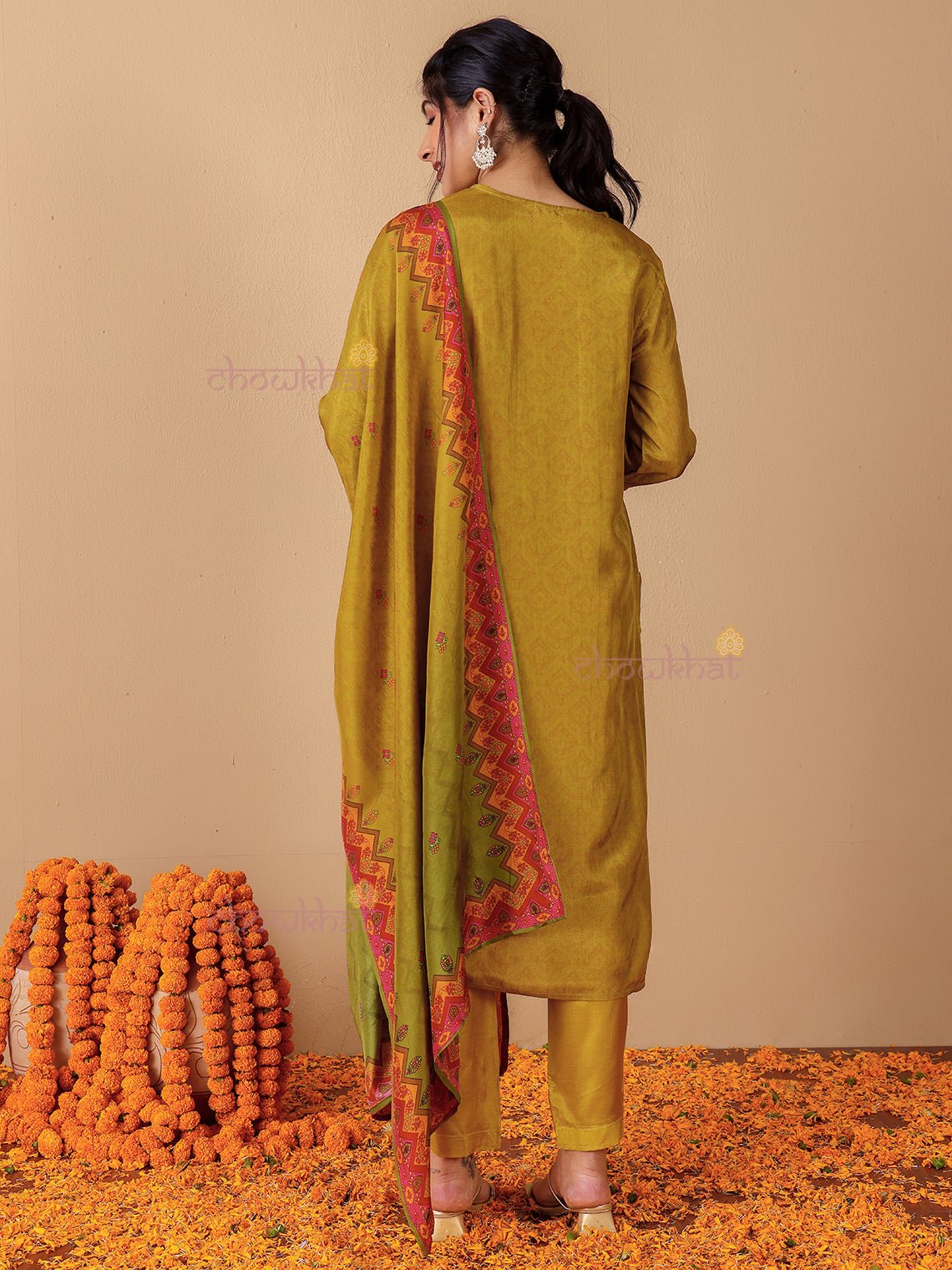 Naira Zari Silk 3 Piece Stitched Suit Set with Handwork - Chowkhat Lifestyle