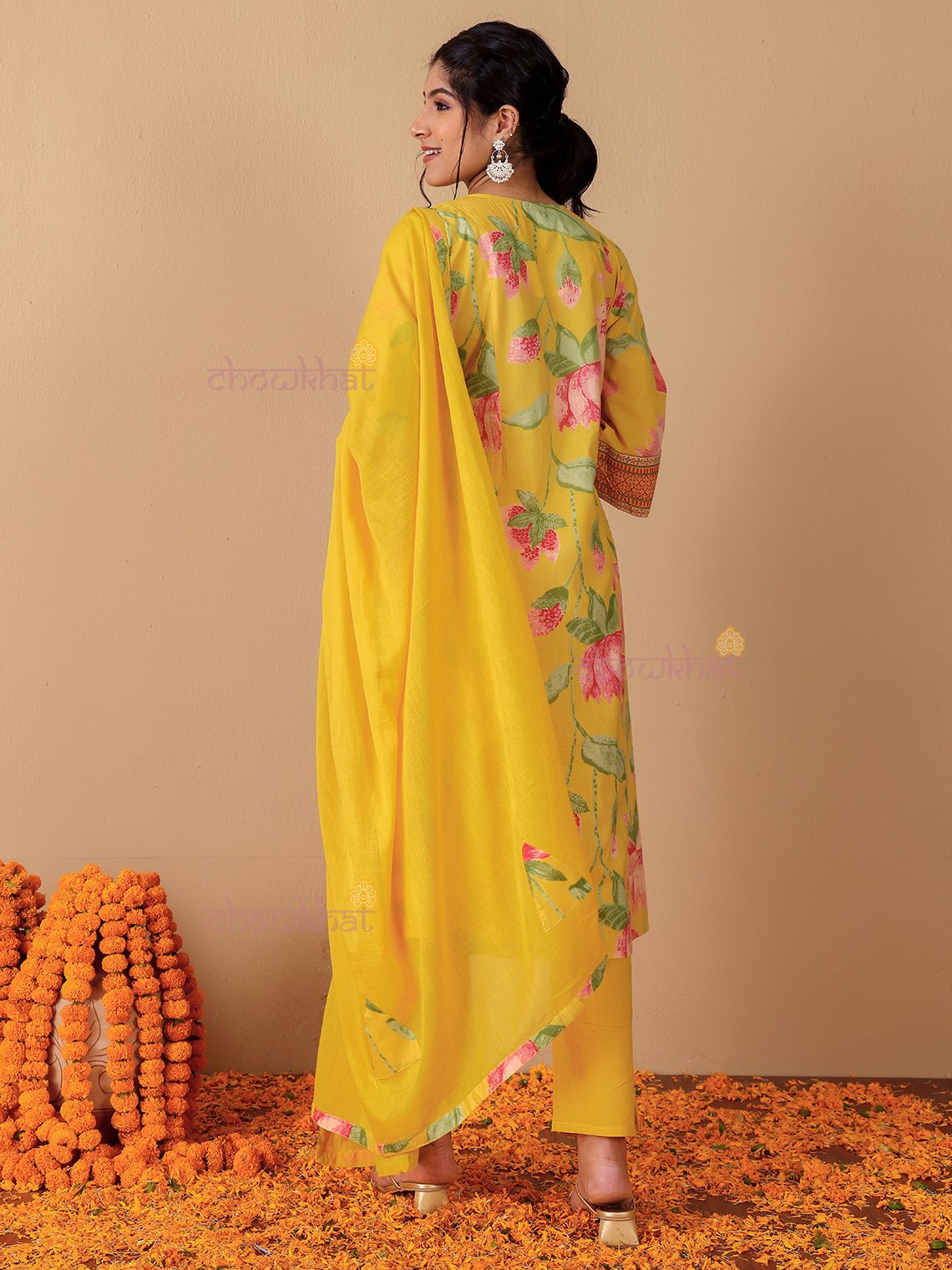 Tanvi Hand Printed 3 Piece Nyra Style Stitched Suit Set with Handwork - Chowkhat Lifestyle