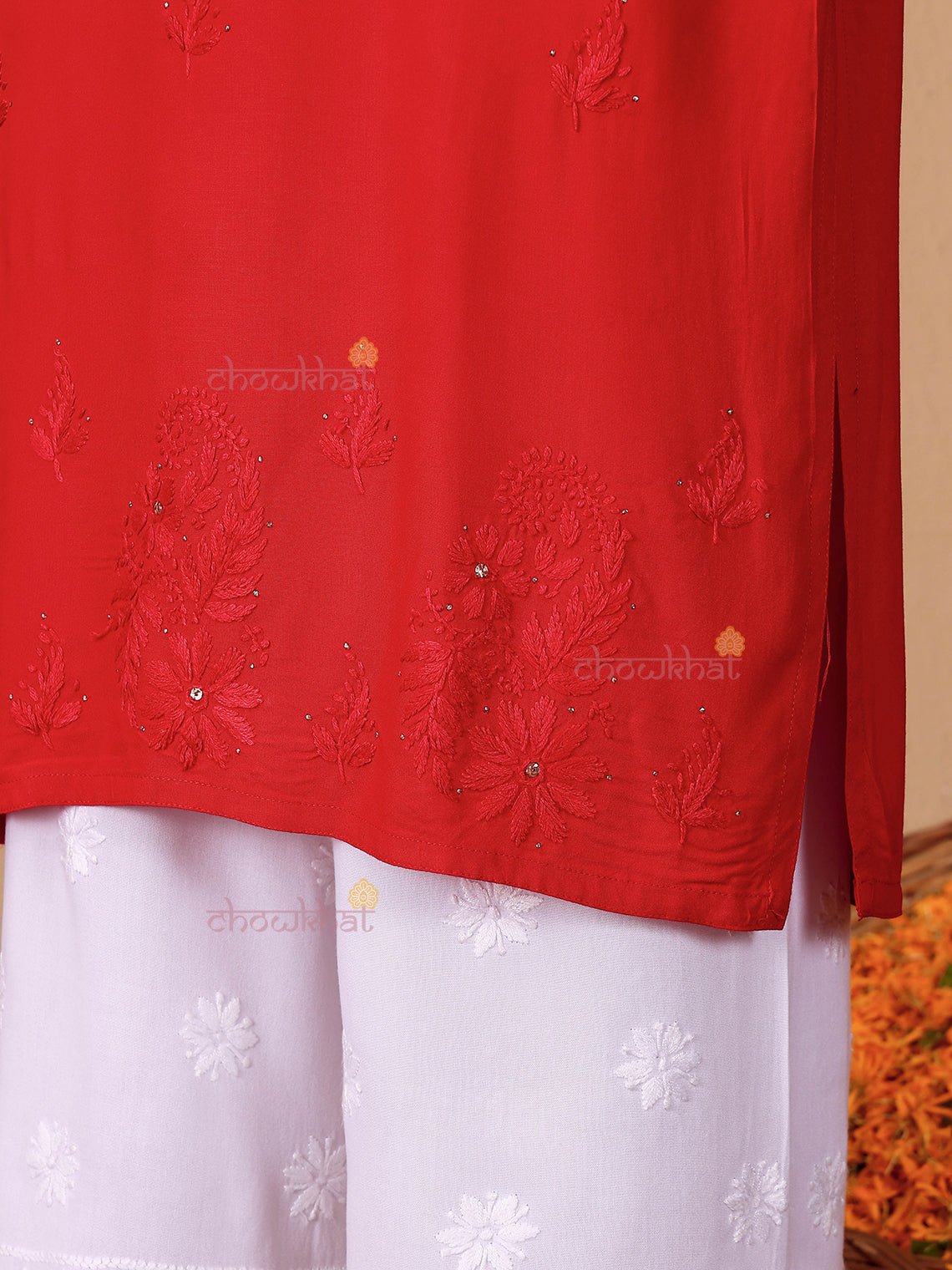 Noor Rayon Chikankari Kurti with Mukaish Work - Chowkhat Lifestyle