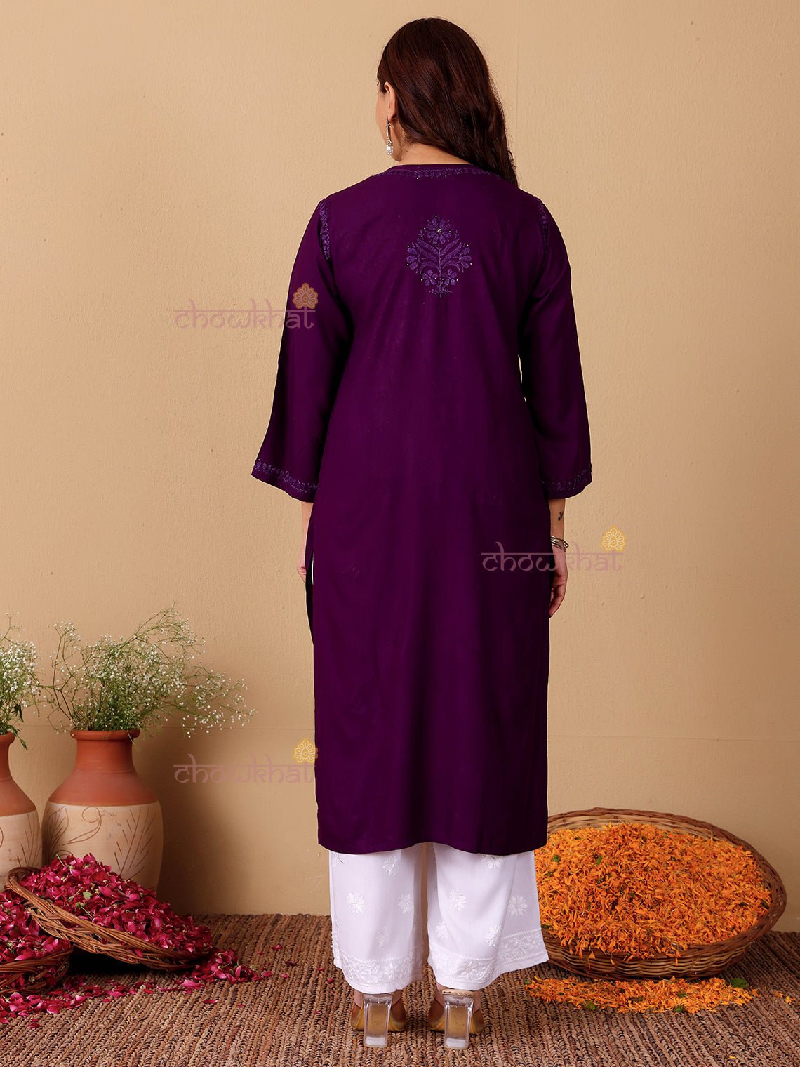 Noor Rayon Chikankari Kurti with Mukaish Work - Chowkhat Lifestyle