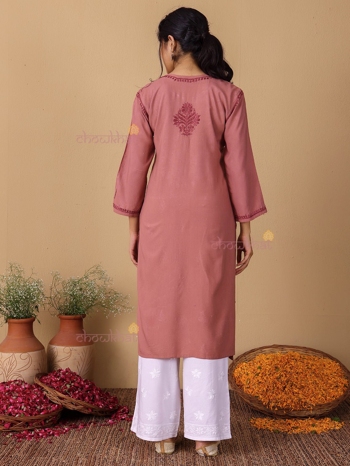 Noor Rayon Chikankari Kurti with Mukaish Work - Chowkhat Lifestyle