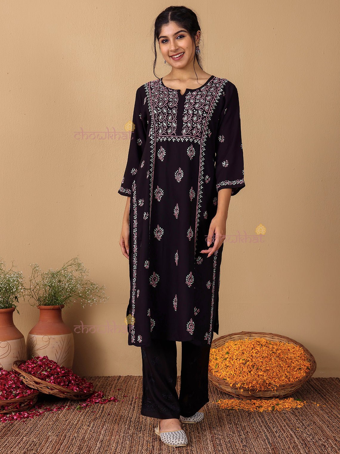 Irya Panel Premium Rayon Multi Color Chikankari Kurti - Chowkhat Lifestyle