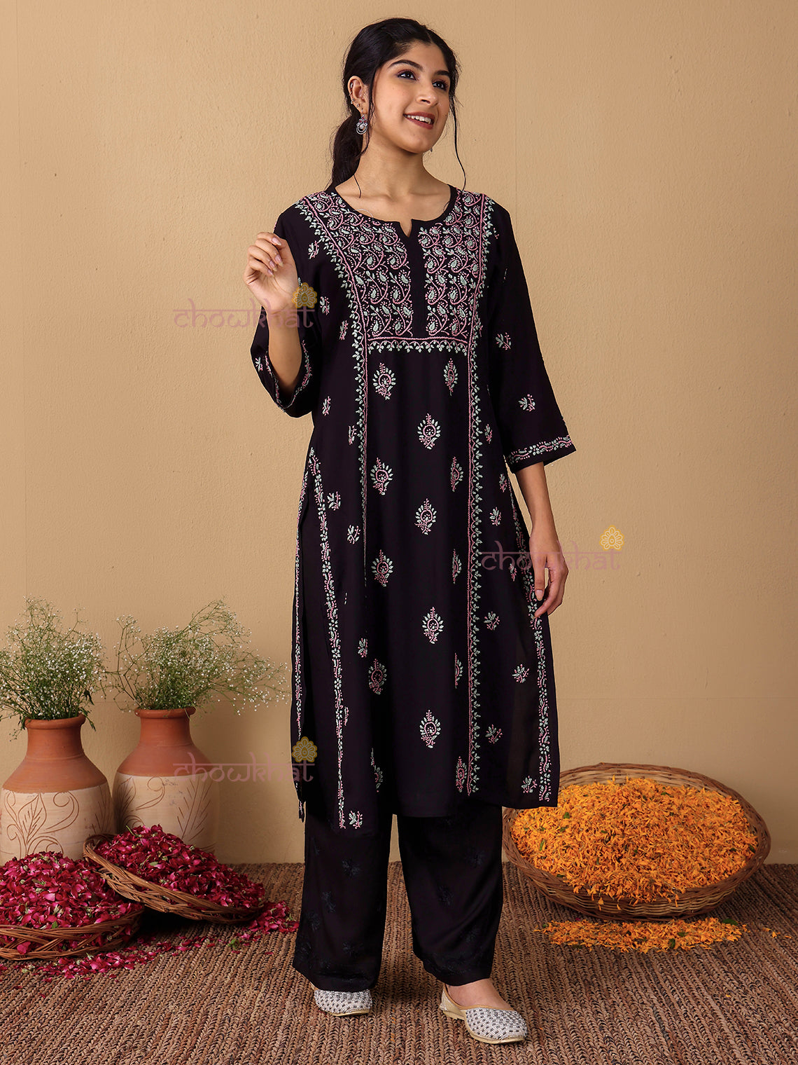 Irya Panel Premium Rayon Multi Color Chikankari Kurti