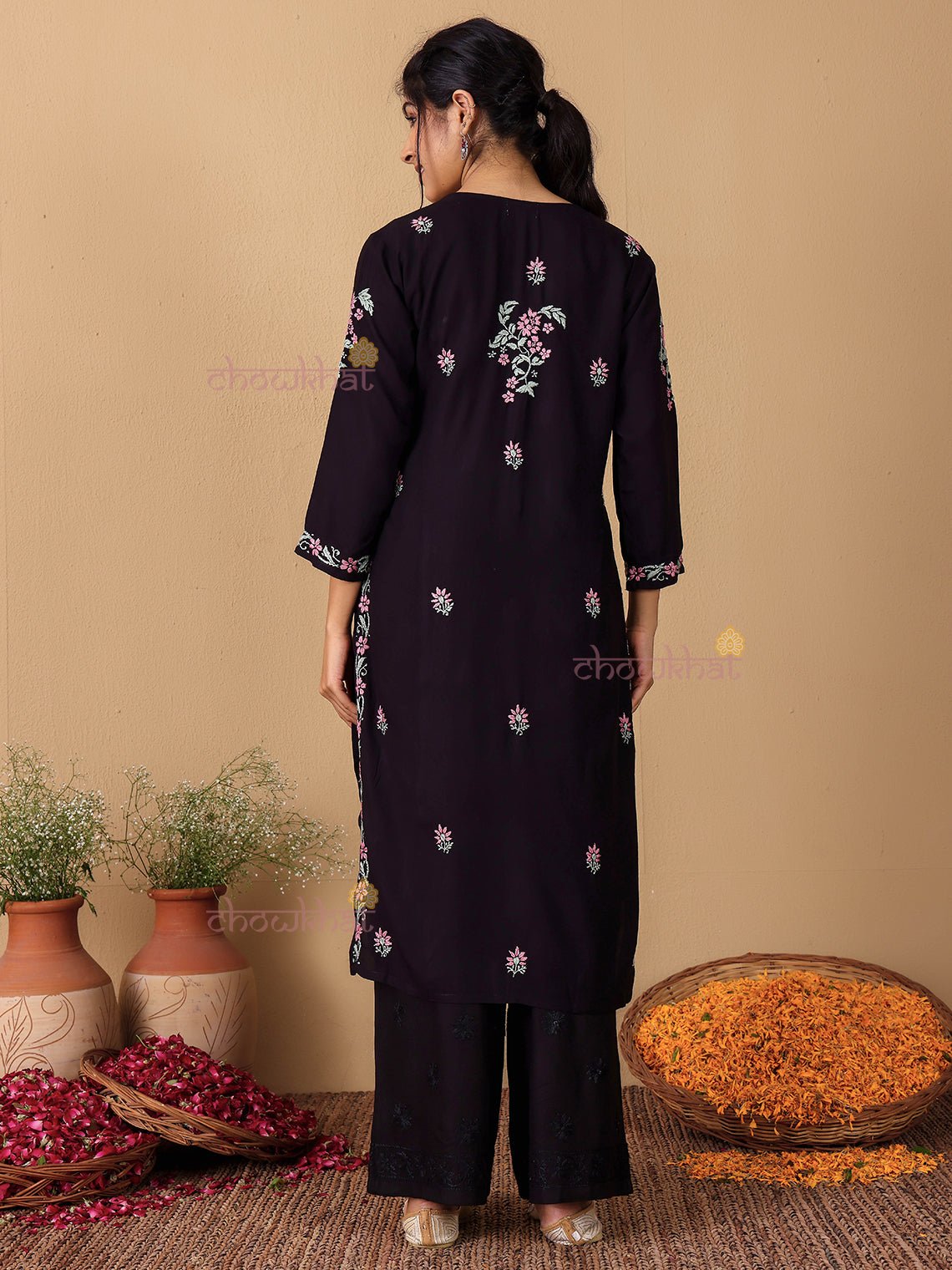 Irya Angrakha Premium Rayon Multi Color Chikankari Kurti - Chowkhat Lifestyle