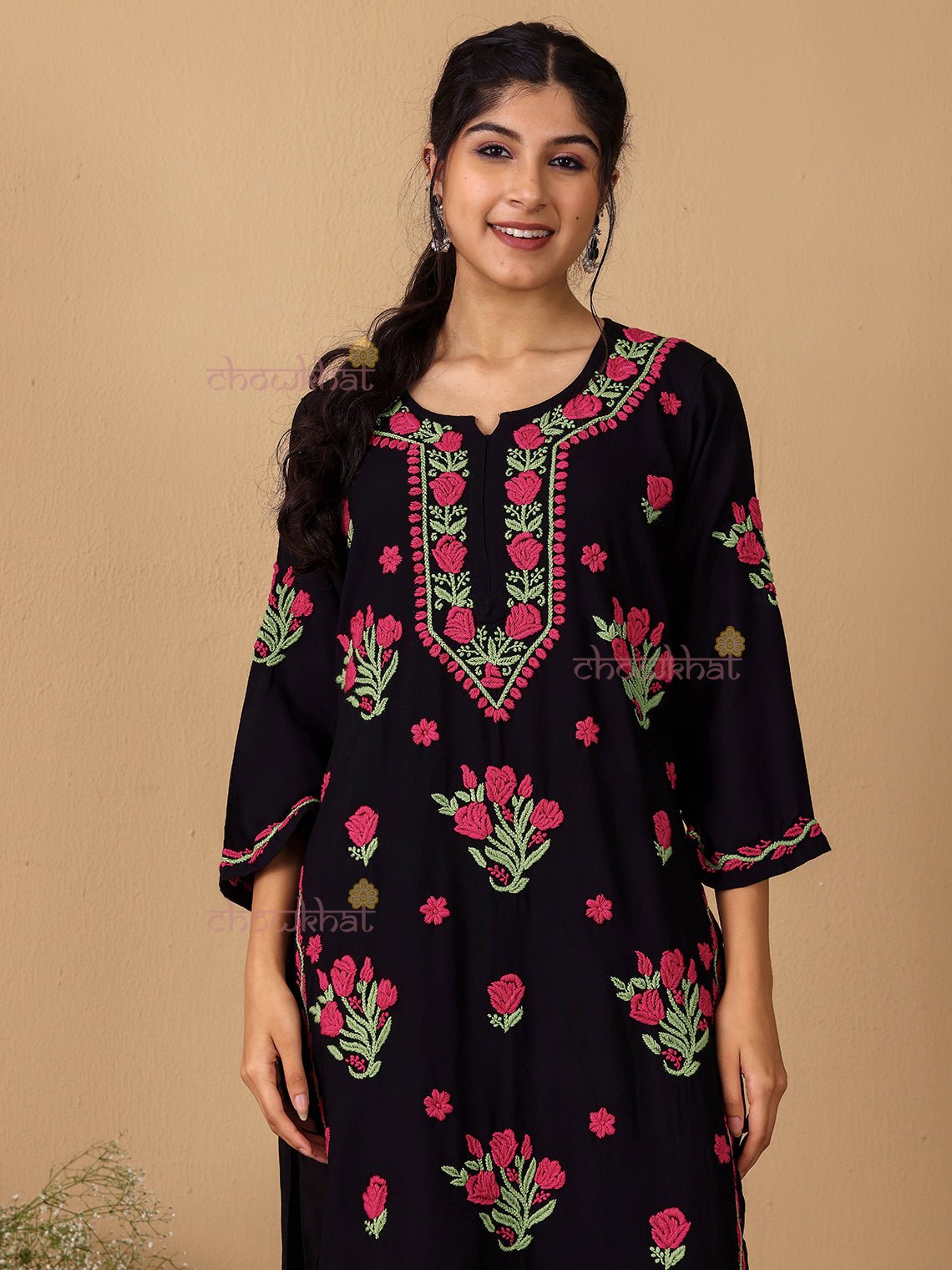 Ramya Rayon Straight Multi Color Chikankari Kurti - Chowkhat Lifestyle