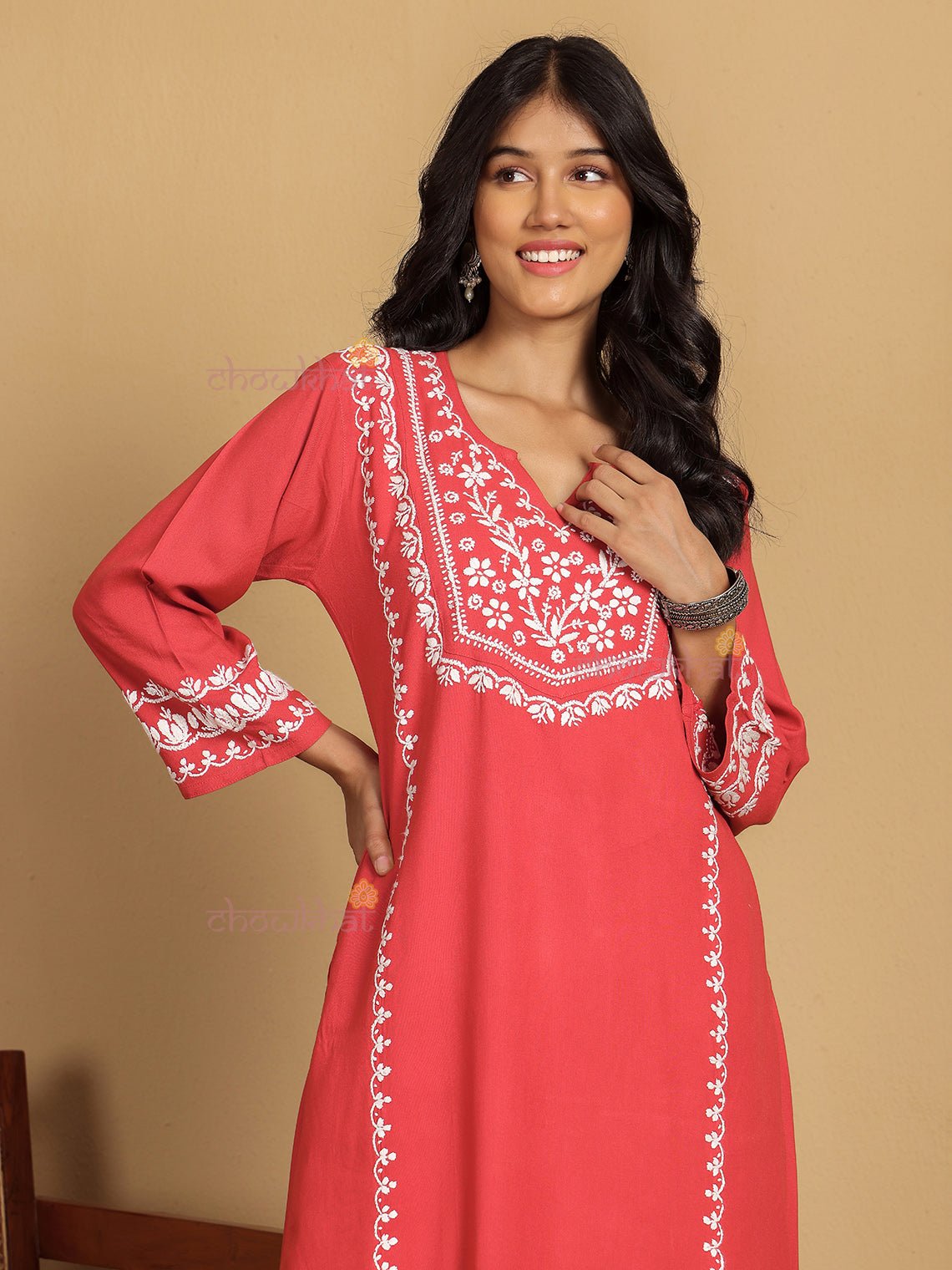 Alia Premium Rayon Straight Chikankari Kurti & Palazzo Set - Chowkhat Lifestyle
