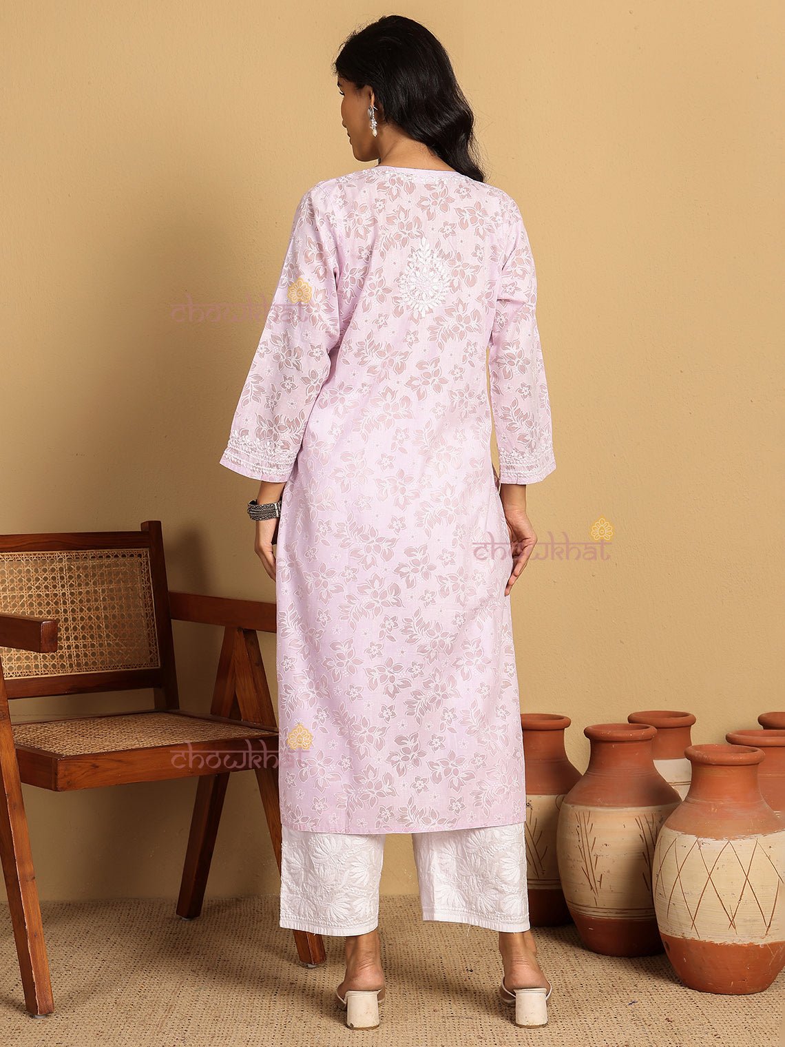 Vanya Mul Cotton Straight Chikankari Kurti - Chowkhat Lifestyle