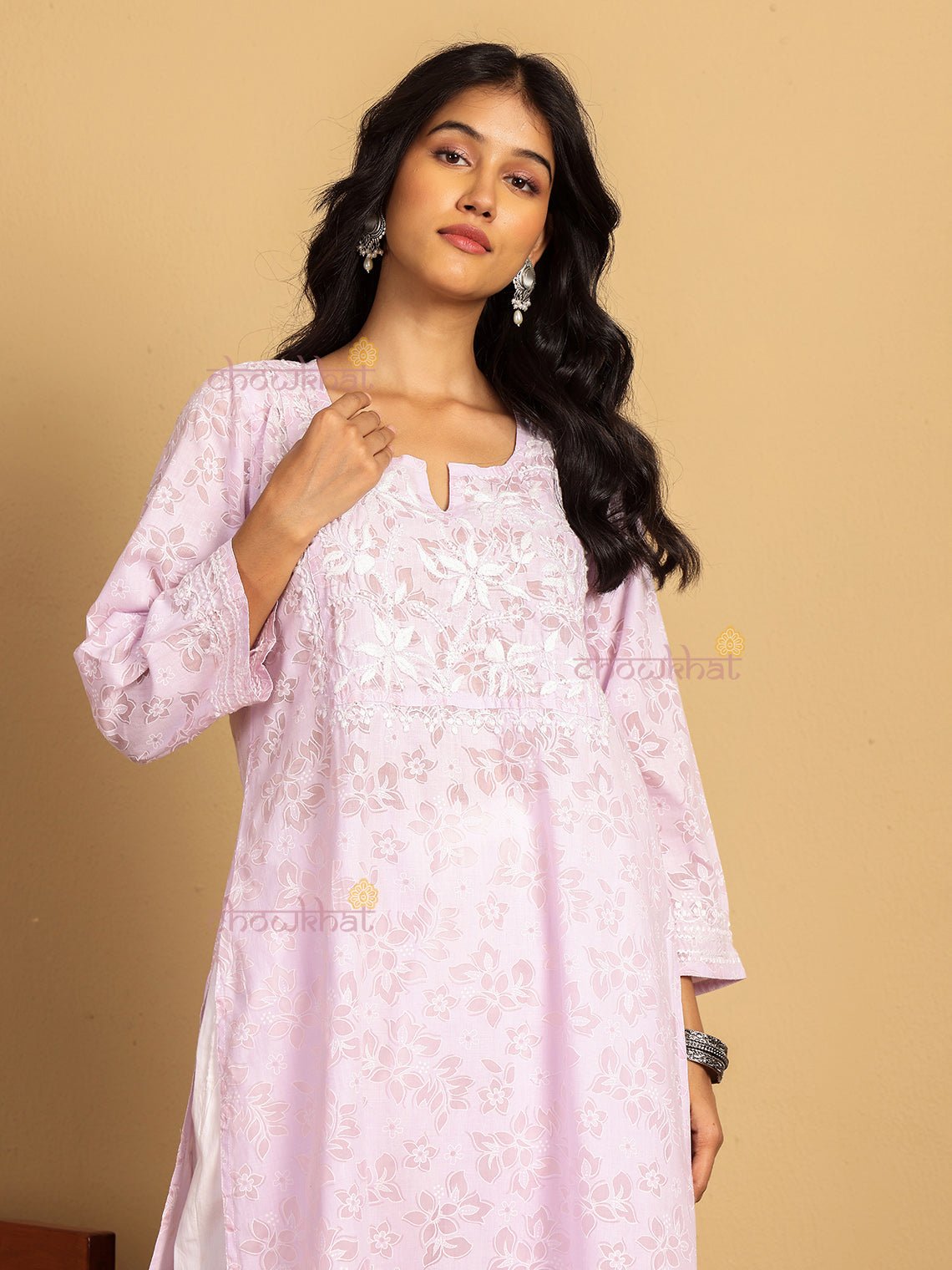 Vanya Mul Cotton Straight Chikankari Kurti - Chowkhat Lifestyle