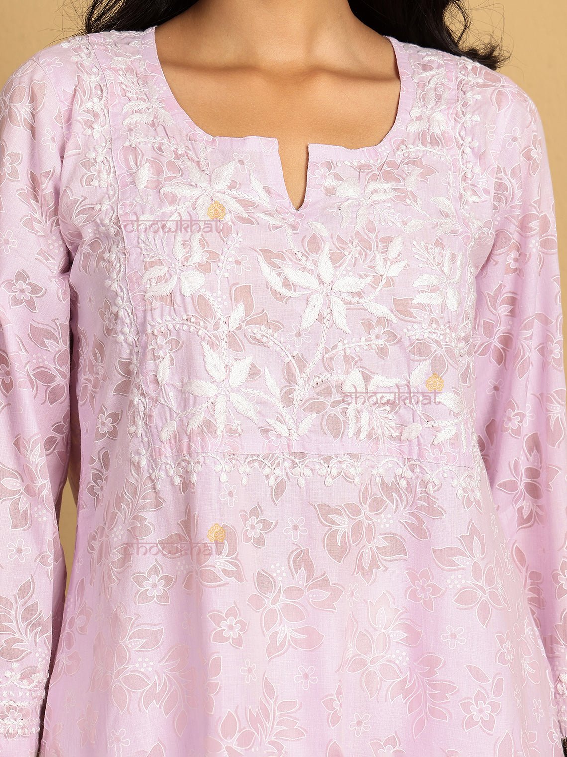 Vanya Mul Cotton Straight Chikankari Kurti - Chowkhat Lifestyle