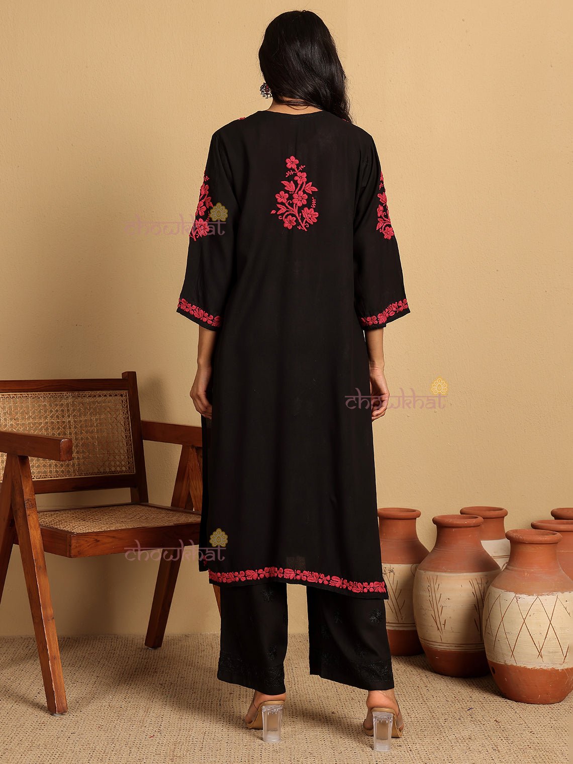 Anam Premium Rayon Straight Chikankari Kurti - Chowkhat Lifestyle
