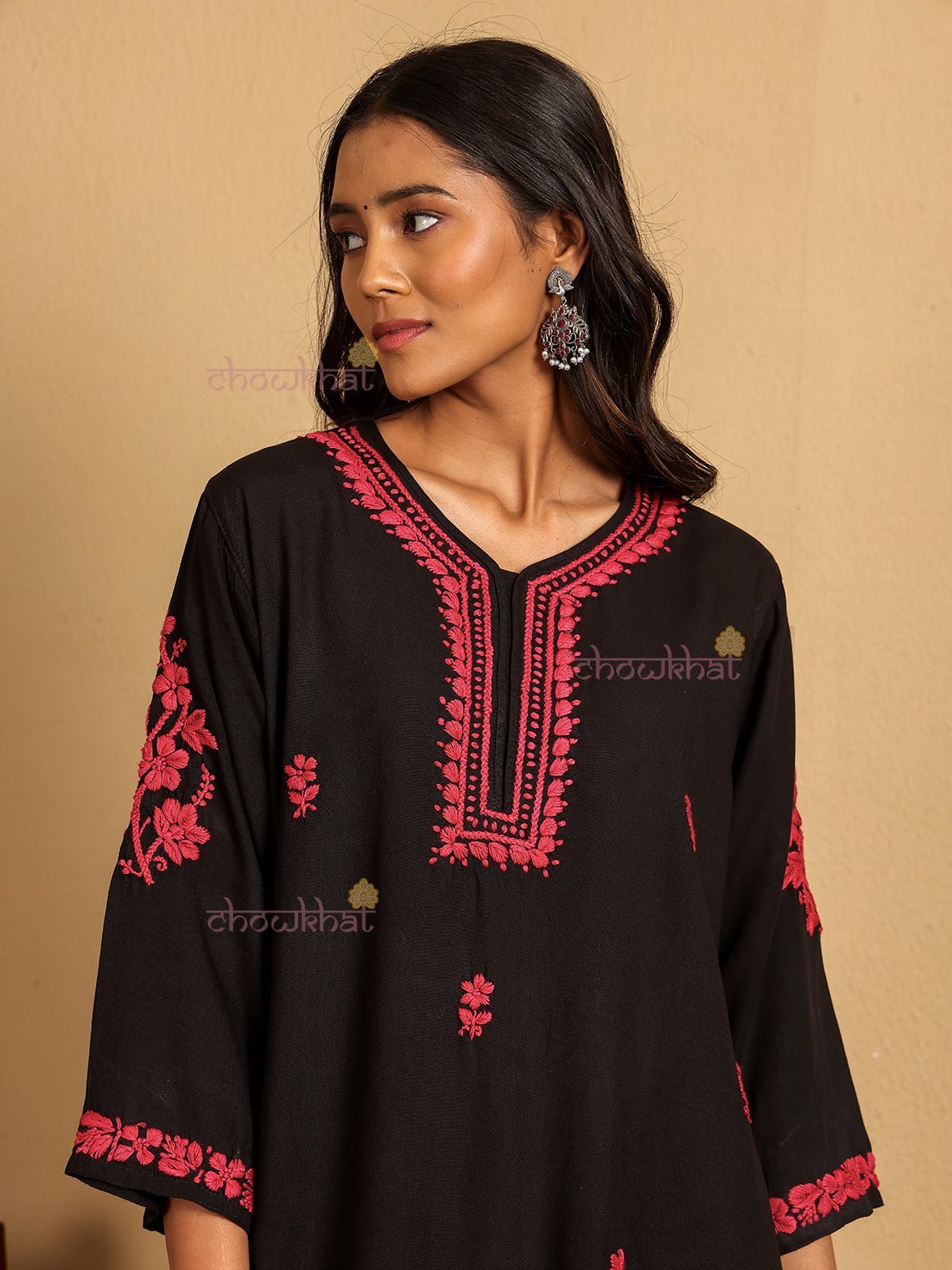 Anam Premium Rayon Straight Chikankari Kurti - Chowkhat Lifestyle