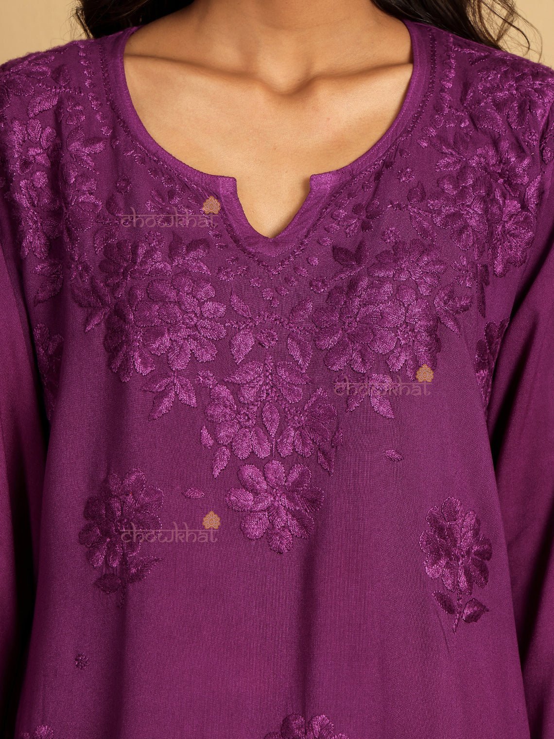 Ayla Straight Long Rayon Chikankari Kurti - Chowkhat Lifestyle