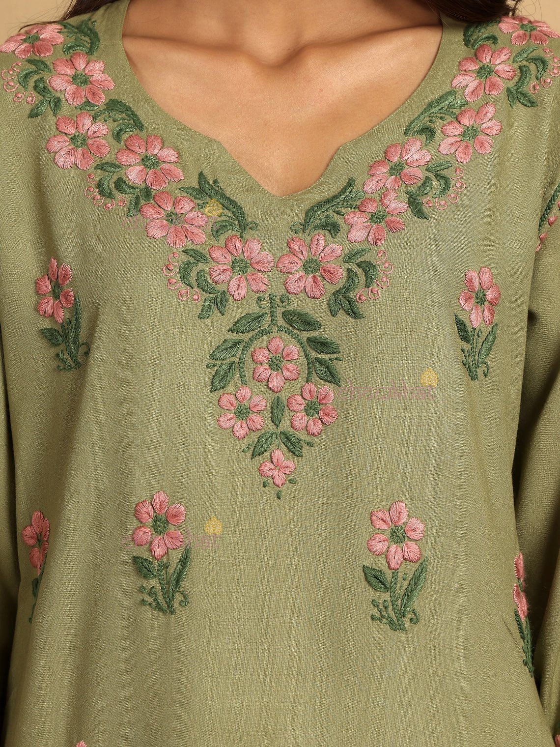 Aqsa Premium Rayon Straight Chikankari Kurti - Chowkhat Lifestyle