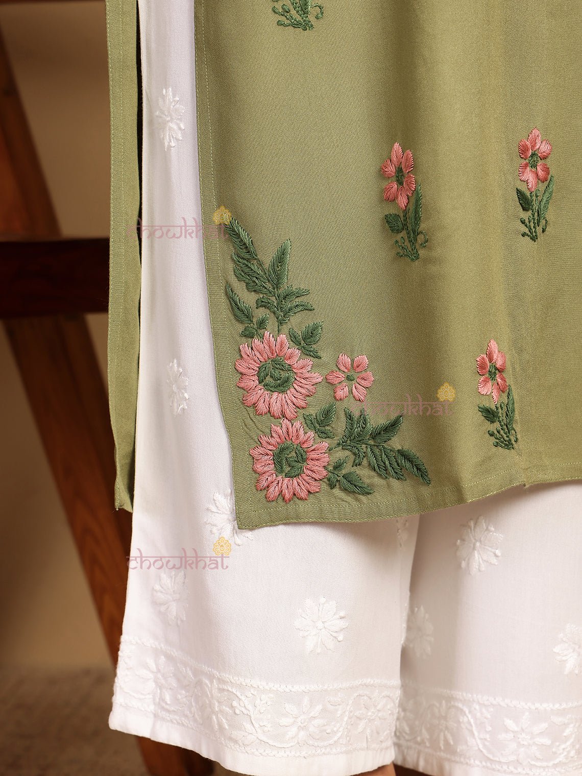 Aqsa Premium Rayon Straight Chikankari Kurti - Chowkhat Lifestyle