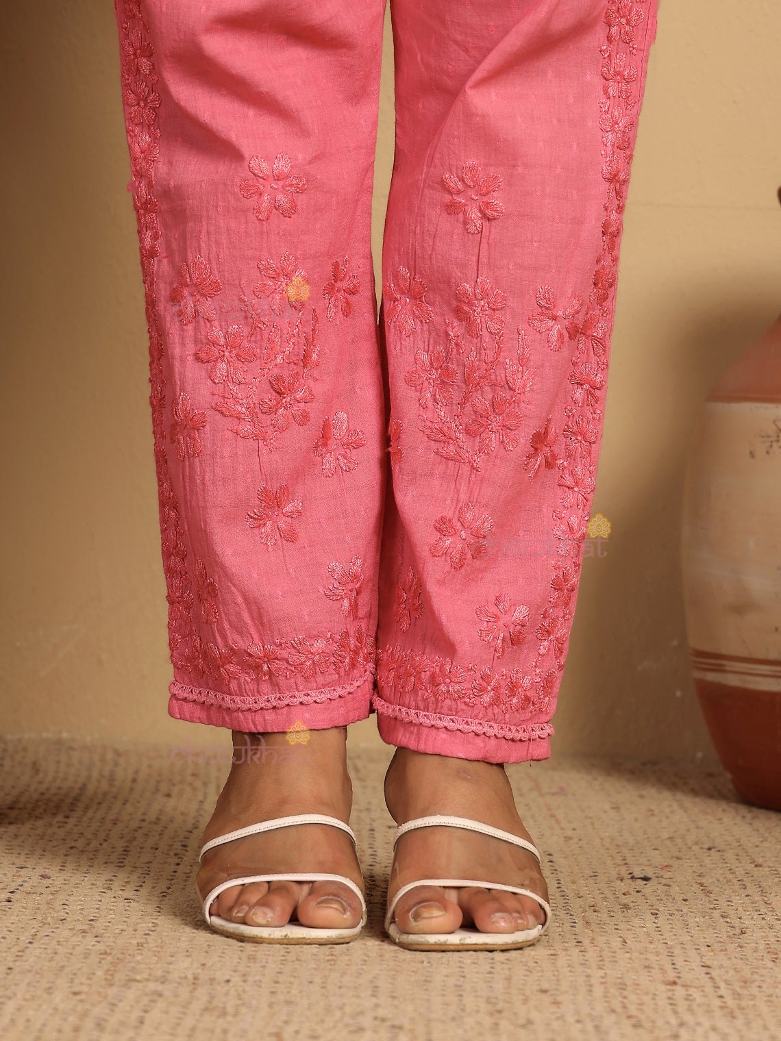 Arika Mul Cotton Hand Embroidered Chikankari Kurti & Palazzo Set - Chowkhat Lifestyle