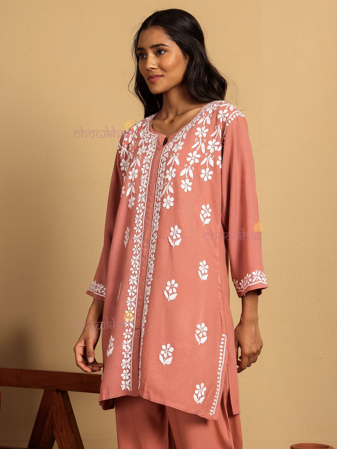 Naima Rayon Straight Chikankari Co - ord Set - Chowkhat Lifestyle