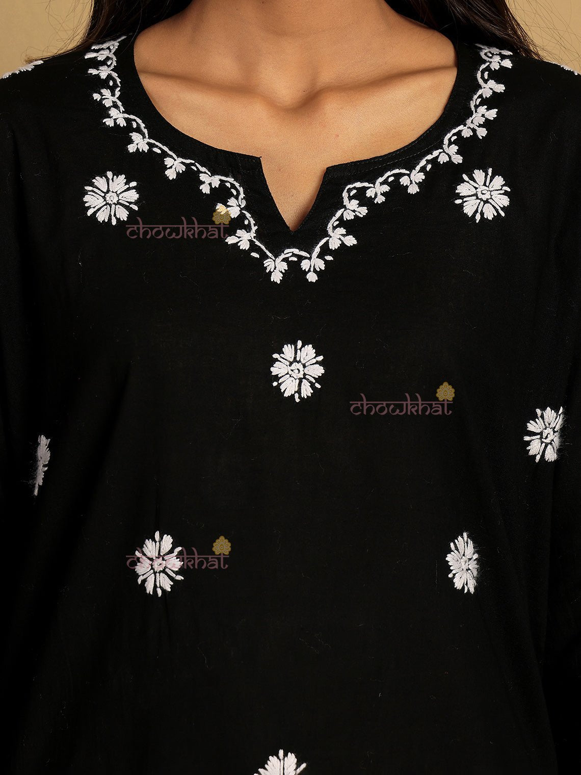 Saba Pure Cotton Chikankari Long Kurti - Chowkhat Lifestyle