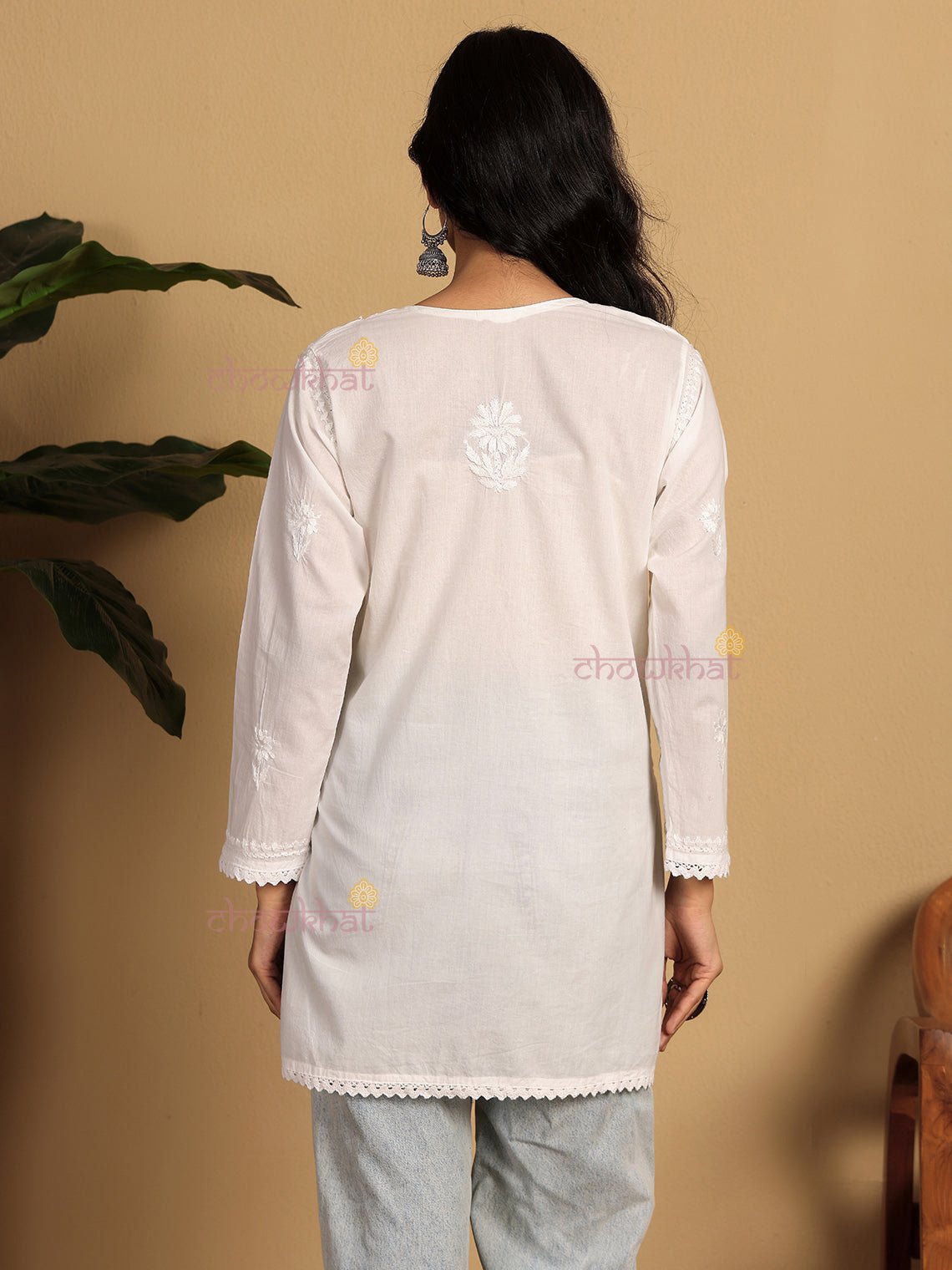 Eliza Cotton Short Chikankari Kurti - Chowkhat Lifestyle