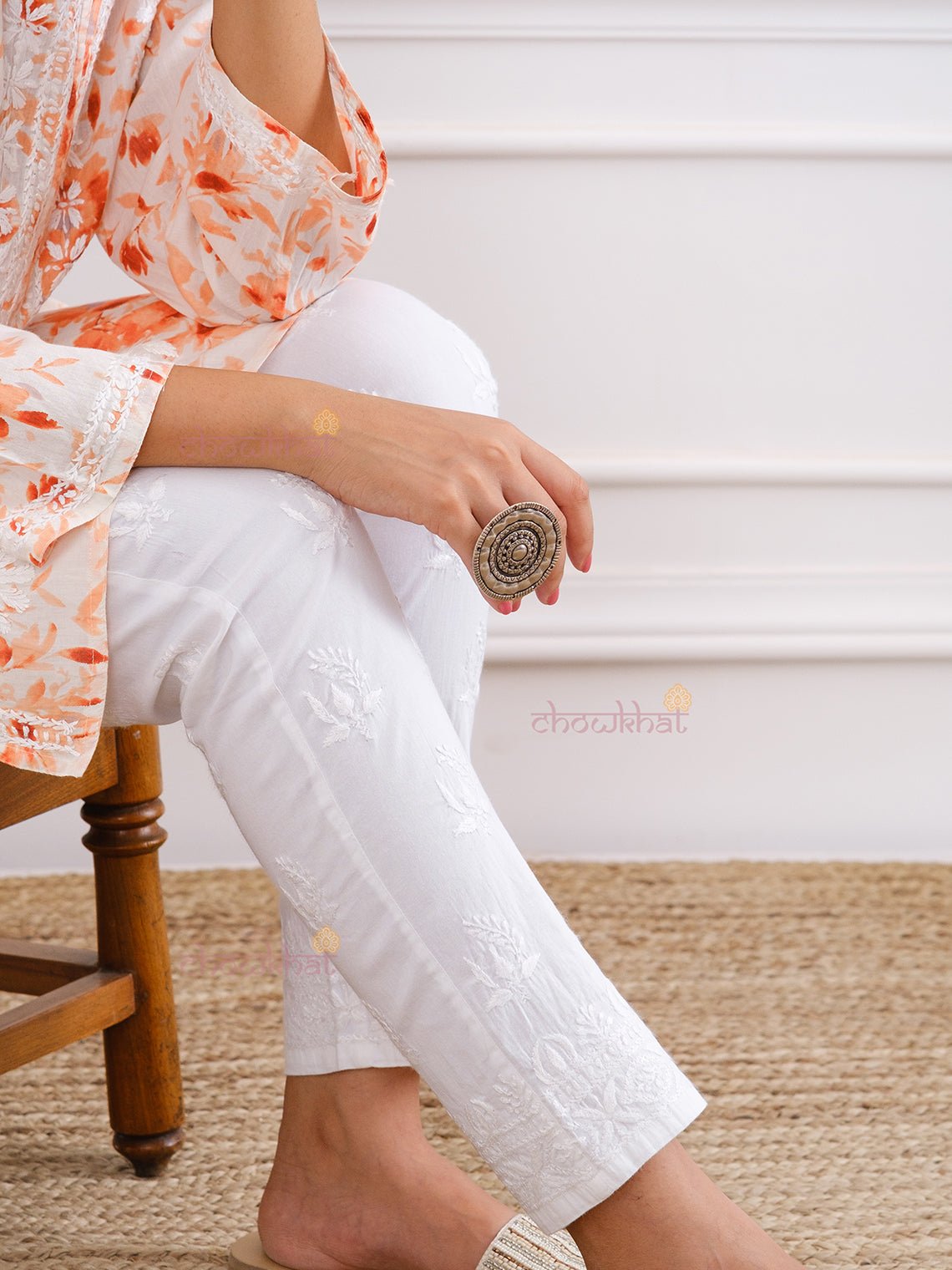 Asad Premium Cotton Chikankari Pants - Chowkhat Handicraft