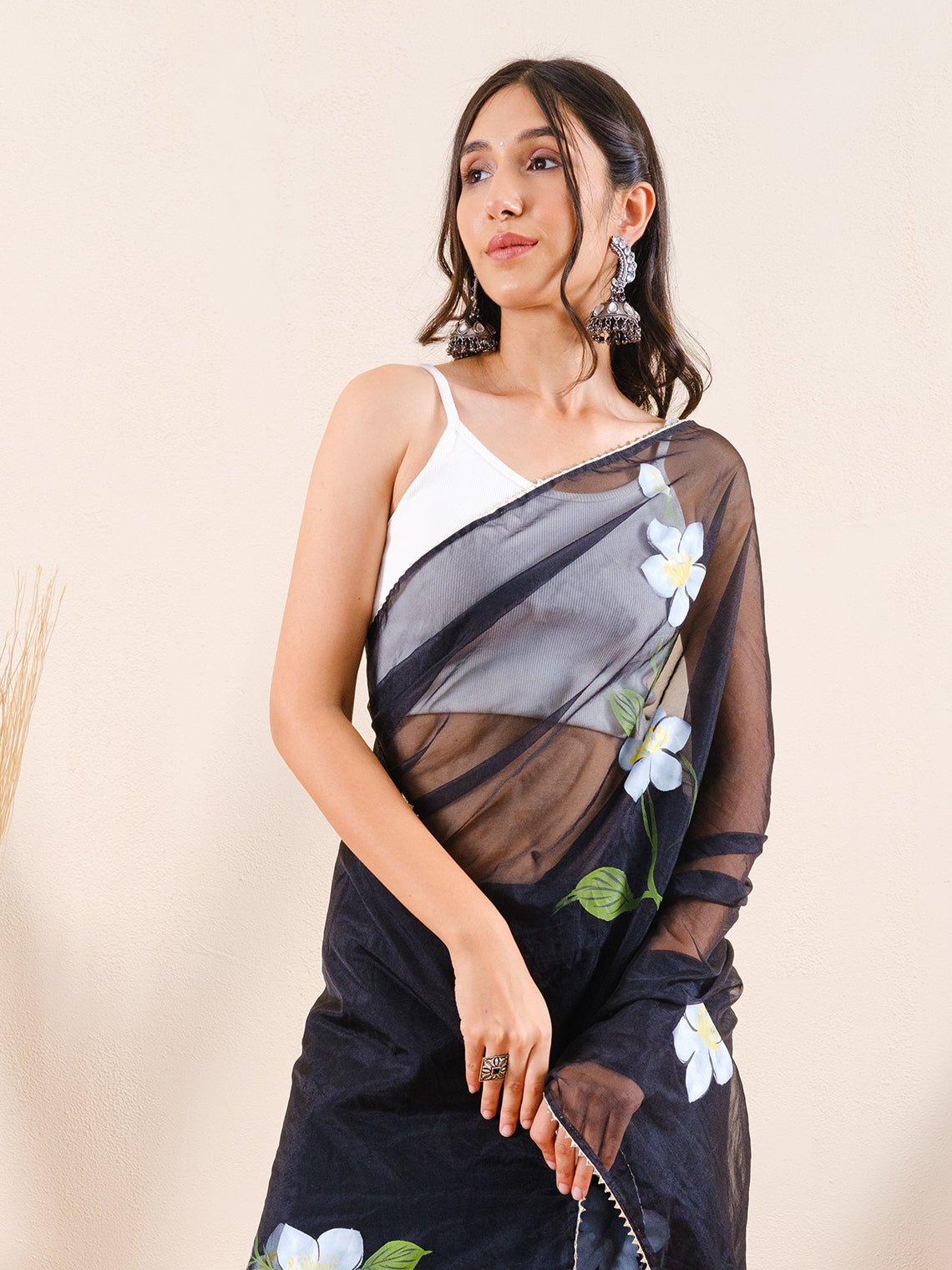 Rani Hand Painted Organza Saree - Chowkhat Lifestyle