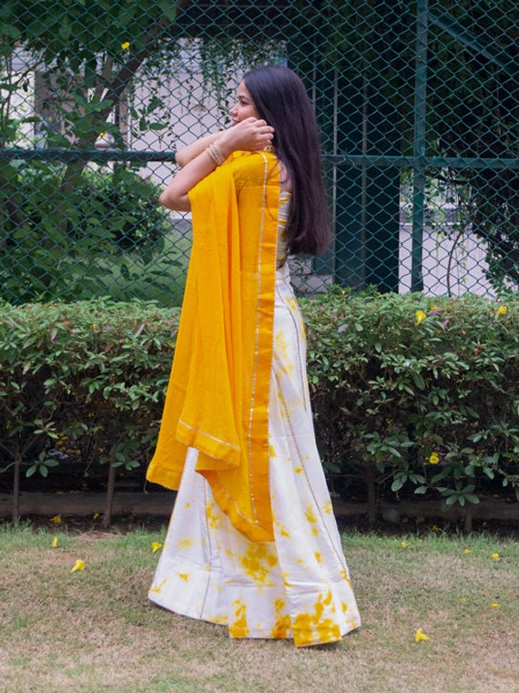 Kaveri Tie & Dye Lehenga with Gota Work - Chowkhat Handicraft