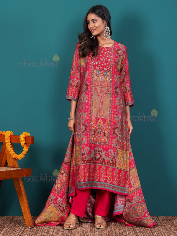 Pihu Hand Embroidered Printed Stitched Suit Set - Chowkhat Lifestyle