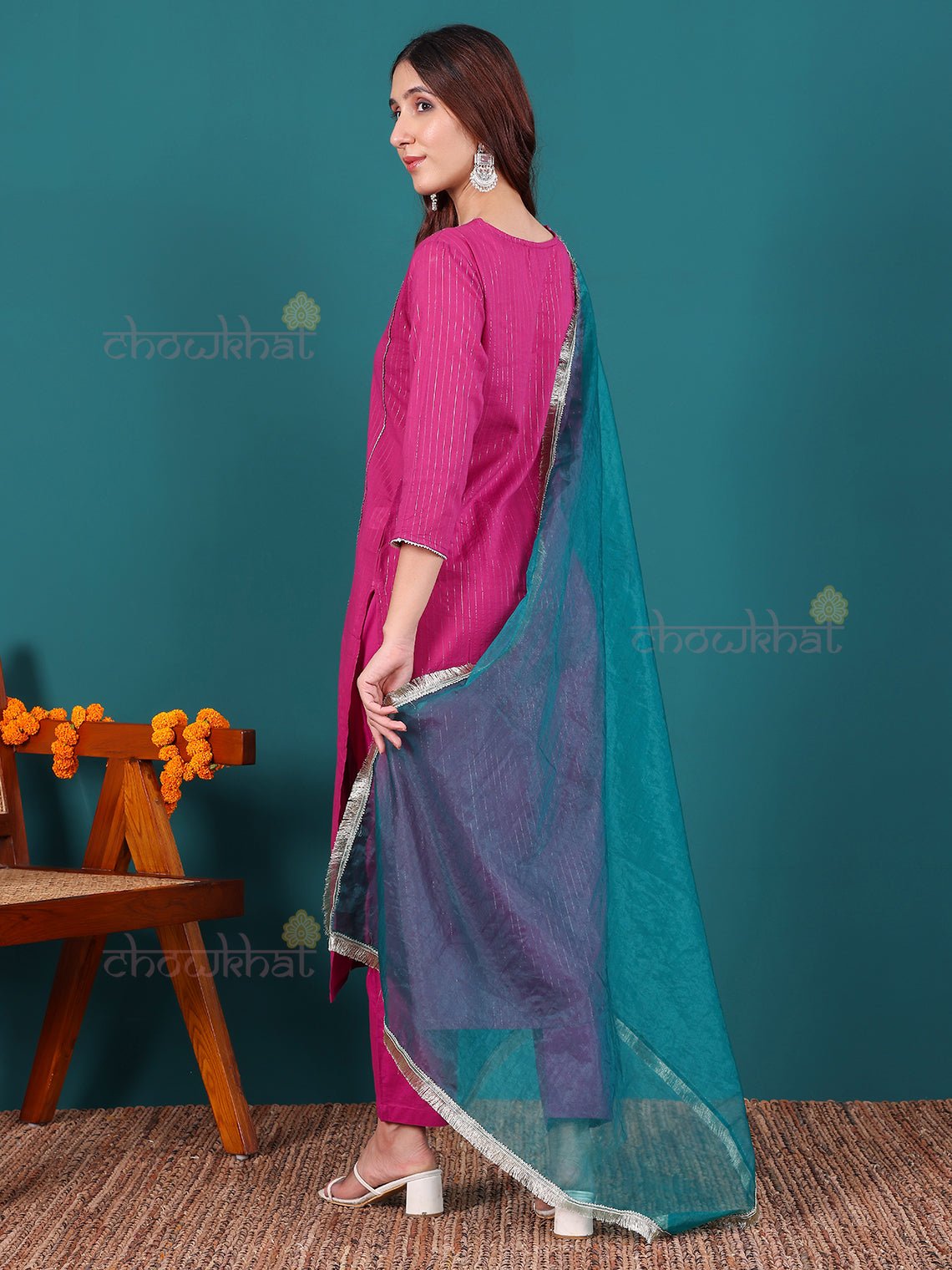 Aiza Lurex Stitched Suit Set with Gota Work - Chowkhat Lifestyle