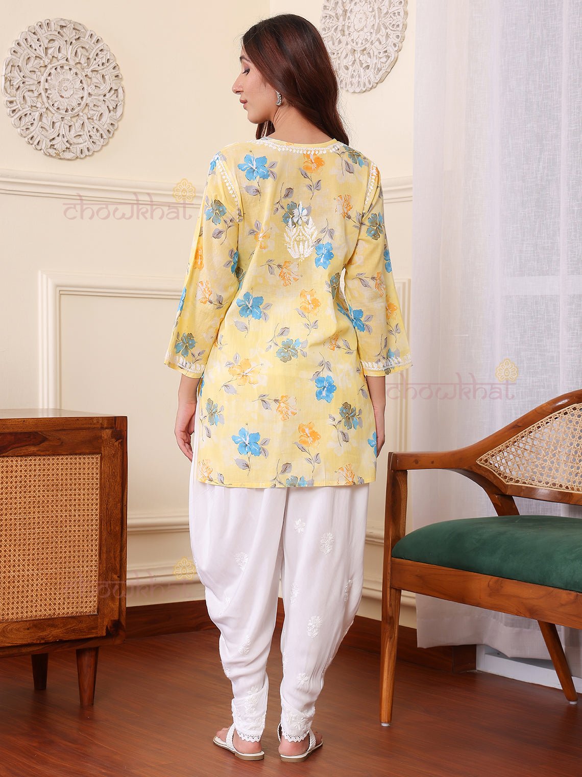 Kiara Mul Cotton Short Chikankari Kurti - Chowkhat Lifestyle