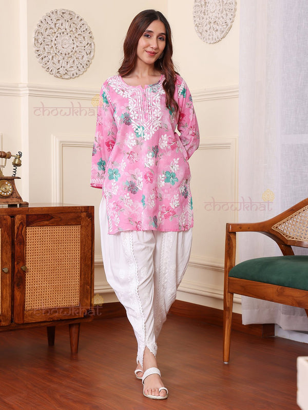 Kiara Mul Cotton Short Chikankari Kurti - Chowkhat Lifestyle