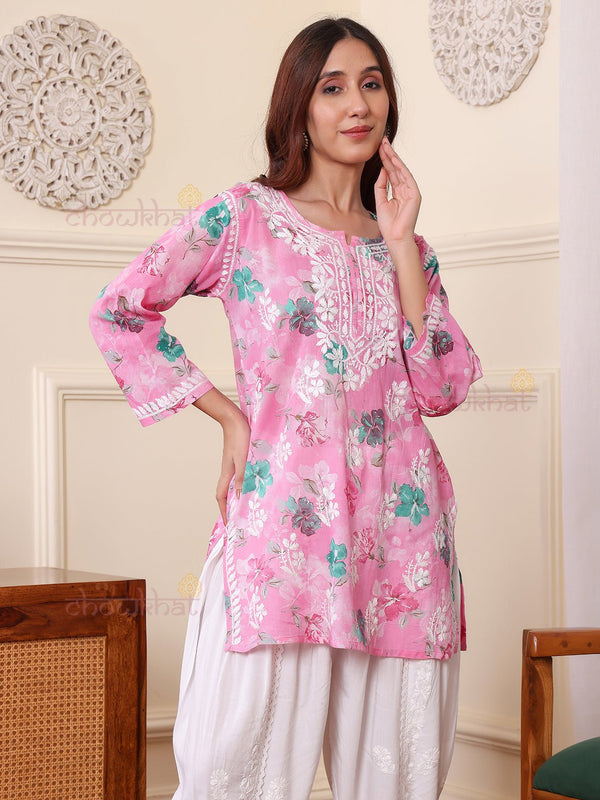 Kiara Mul Cotton Short Chikankari Kurti - Chowkhat Lifestyle