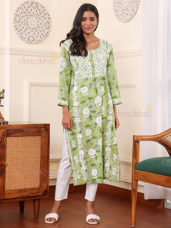 Firosa Nyra Cut Mul Cotton Chikankari Kurti - Chowkhat Lifestyle