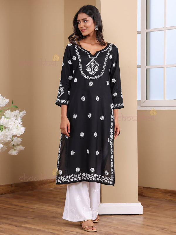 Zainab Premium Modal Chikankari Long Kurti - Chowkhat Lifestyle