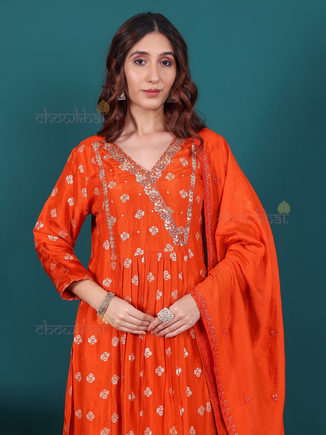 Naaz Brocade Silk Premium Stitched Suit Set with Handwork - Chowkhat Lifestyle