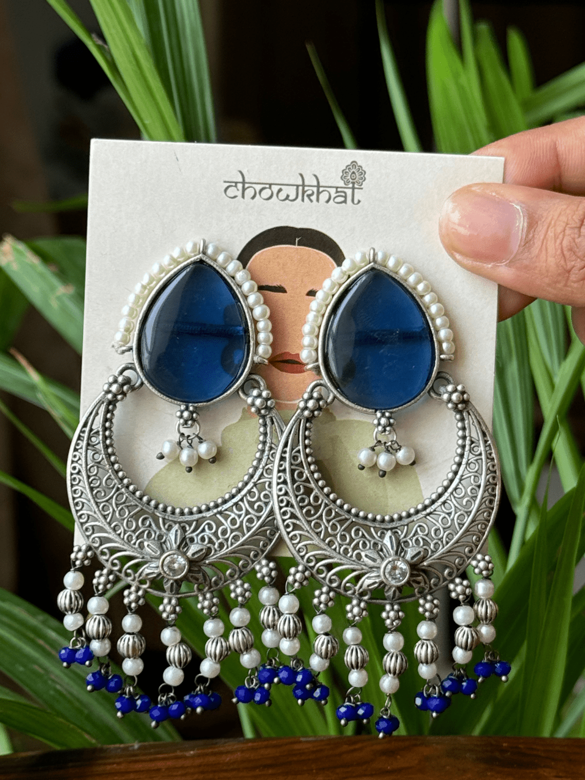 German Silver Oxidised Dangler Earrings - Chowkhat Lifestyle