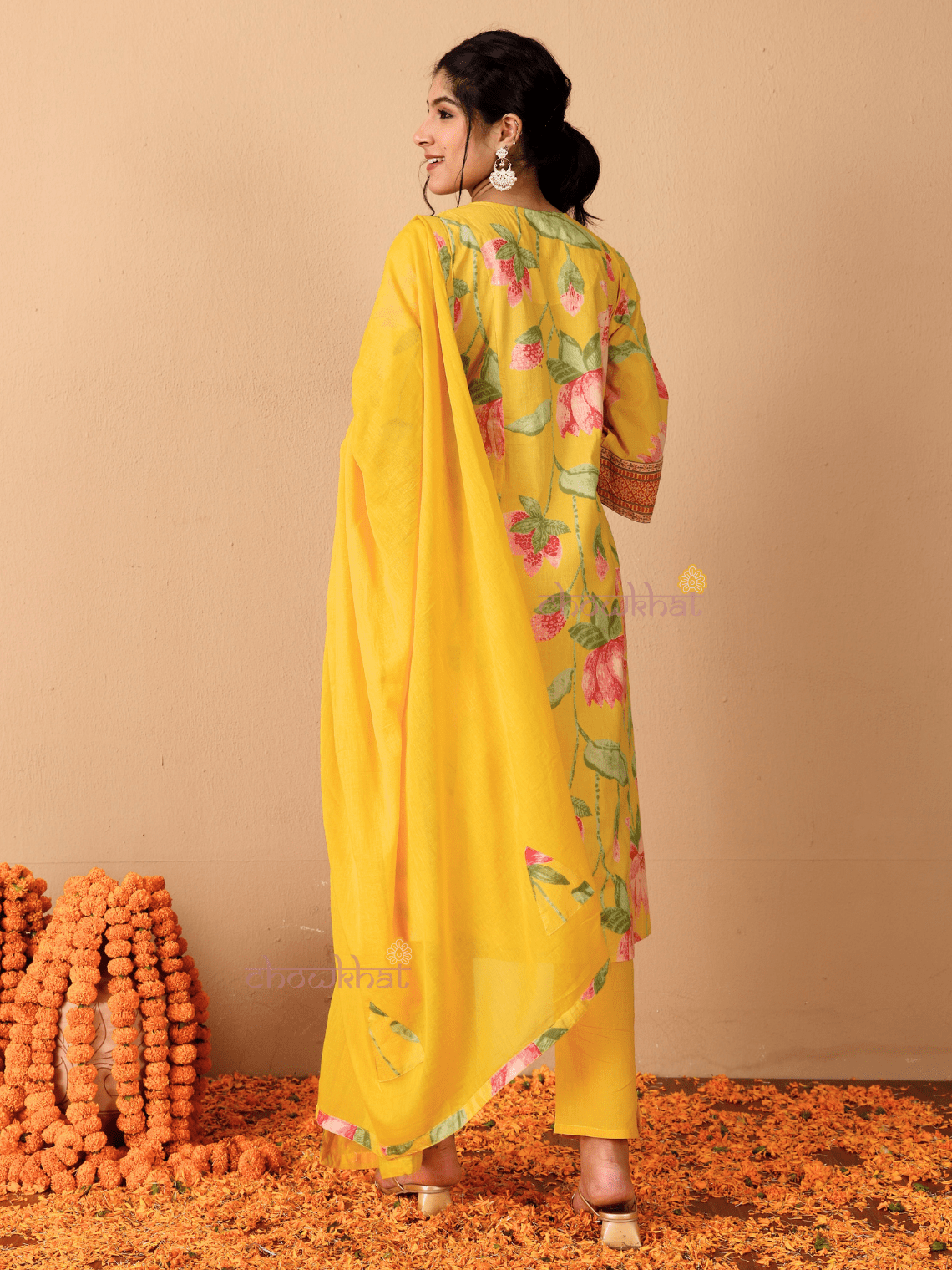 Tanvi Hand Printed 3 Piece Nyra Style Stitched Suit Set with Handwork - Chowkhat Lifestyle