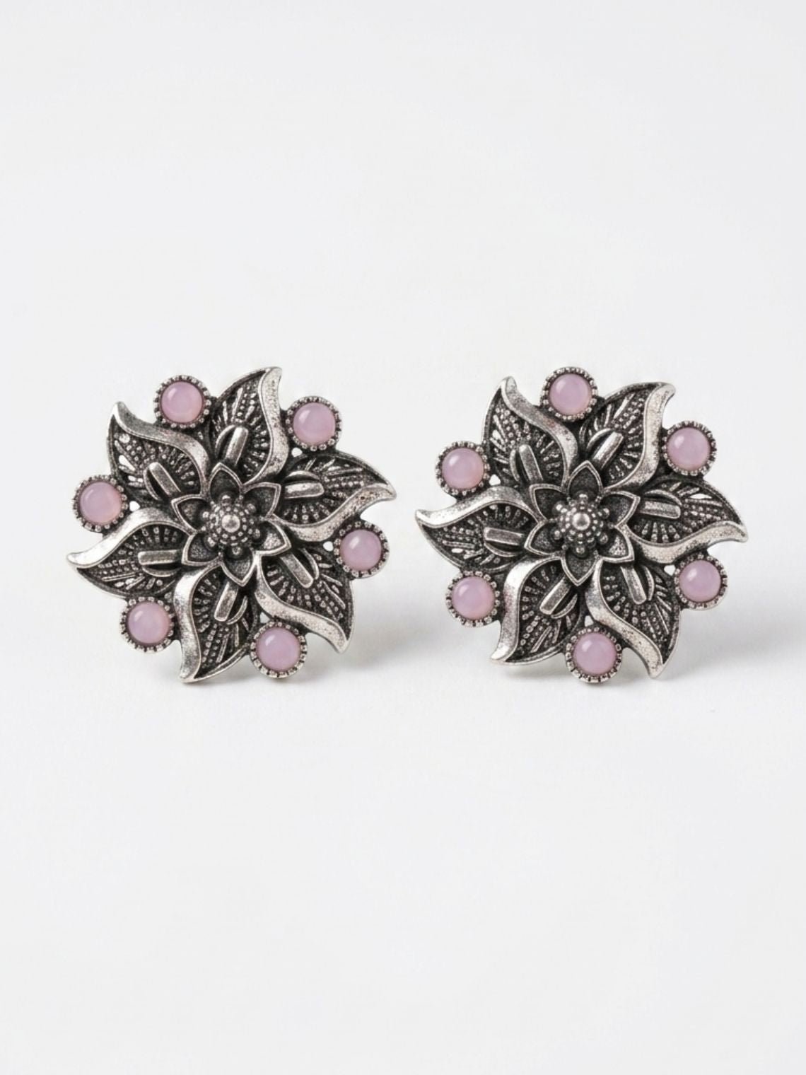 Flower German Oxidised Earrings - Chowkhat Lifestyle