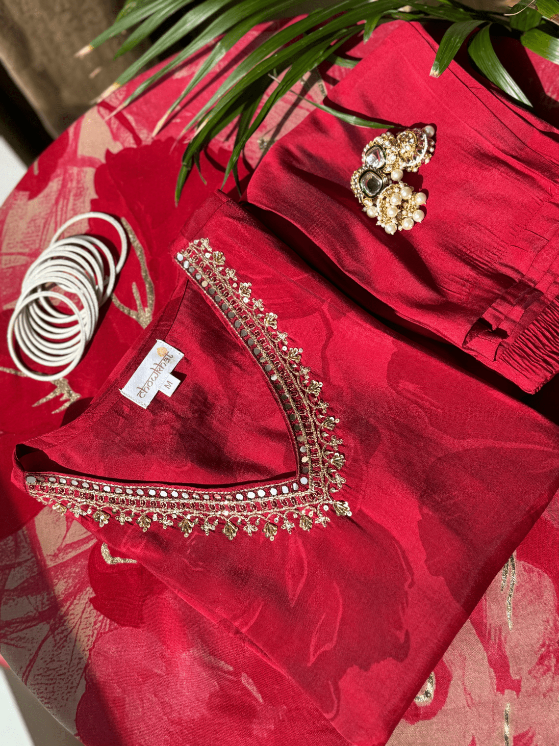 Srisha Hand Embroidered Printed Muslin 3 Piece Stitched Suit Set - Chowkhat Lifestyle