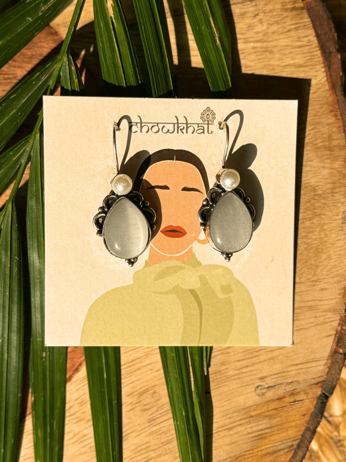 German Silver Hanging Pearl Earrings - Chowkhat Lifestyle