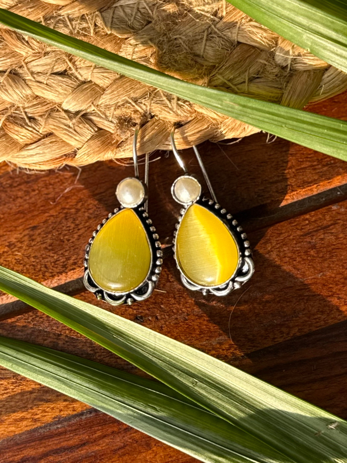 German Silver Hanging Pearl Earrings - Chowkhat Lifestyle