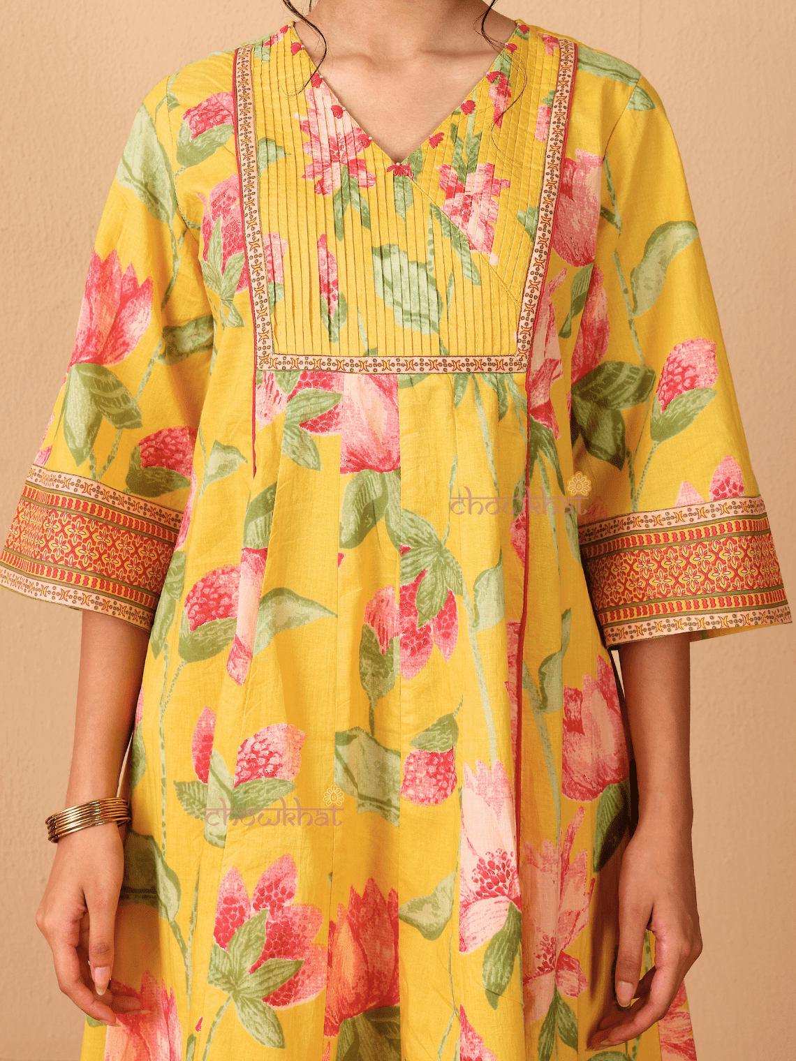 Tanvi Hand Printed 3 Piece Nyra Style Stitched Suit Set with Handwork - Chowkhat Lifestyle